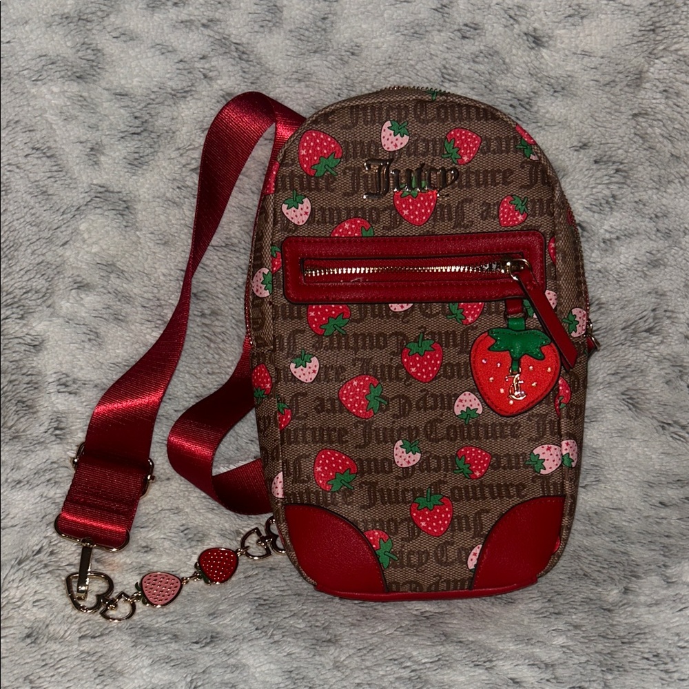 Juicy Couture Brown and Red Strawberry Crossbody Bag